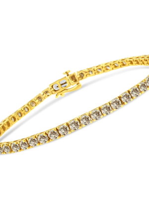 14K Yellow Gold Plated .925 Sterling Silver 8.0 Cttw Diamond Classic Link Tennis Bracelet (K-L Color, I2-I3 Clarity) - 7-1/4" - Image 2