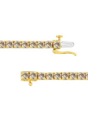 14K Yellow Gold Plated .925 Sterling Silver 8.0 Cttw Diamond Classic Link Tennis Bracelet (K-L Color, I2-I3 Clarity) - 7-1/4" - Image 3