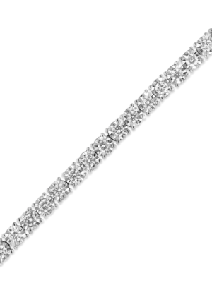 .925 Sterling Silver 3.0 Carat Total Weight Diamond Illusion-Set Miracle Plate Tennis Bracelet - Image 4