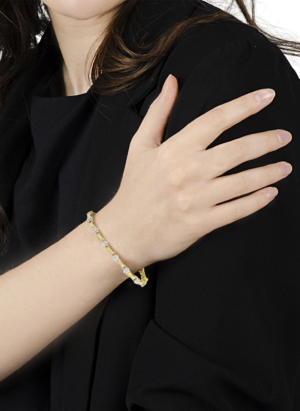 10K Yellow and White Gold 2.00 cttw Round and Baguette-Cut Diamond Link Bracelet (I-J Color, I2-I3 Clarity) - Size 7.25" - Image 6