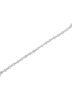 10K White Gold 4.0 cttw Brilliant Round-cut and Baguette Diamond Floral Cluster Link Bracelet (I-J Clarity, I1-I2 Color) - Size 7" - Image 5