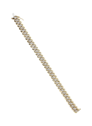10K Yellow Gold 5.0 Cttw Diamond Double Row S-Link Cuban Bracelet (J-K Color, I2-I3 Clarity) - 7.25" Inches - Image 4
