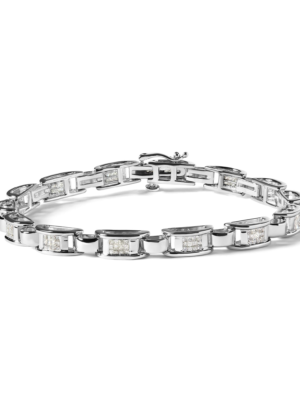 14K White Gold 1.00 Cttw Princess-Cut Diamond Link Bracelet (I-J Color, I1-I2 Clarity) - Size 7.25 - Image 1