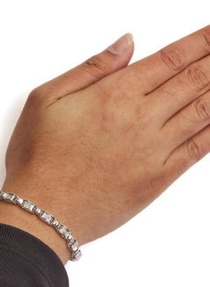 14K White Gold 1.00 Cttw Princess-Cut Diamond Link Bracelet (I-J Color, I1-I2 Clarity) - Size 7.25 - Image 5