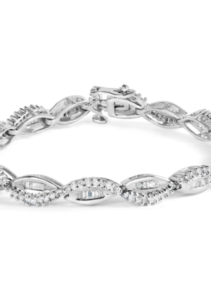 14K White Gold 2.00 Cttw Diamond Swirl and Pear Shape Link Bracelet (I-J Color, I2-I3 Clarity) - 7" - Image 1