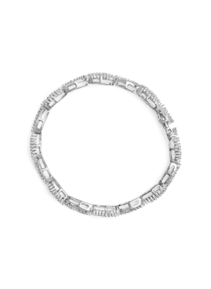 14K White Gold 2.00 Cttw Diamond Swirl and Pear Shape Link Bracelet (I-J Color, I2-I3 Clarity) - 7" - Image 3