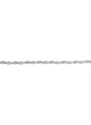 14K White Gold 2.00 Cttw Diamond Swirl and Pear Shape Link Bracelet (I-J Color, I2-I3 Clarity) - 7" - Image 4