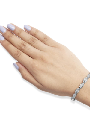 14K White Gold 2.00 Cttw Diamond Swirl and Pear Shape Link Bracelet (I-J Color, I2-I3 Clarity) - 7" - Image 5