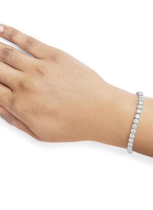 14K White Gold 4-Prong Set Lab Grown Round Diamond Classic Tennis Bracelet (F-G Color, VS1-VS2 Clarity) - 7.25" - Image 5