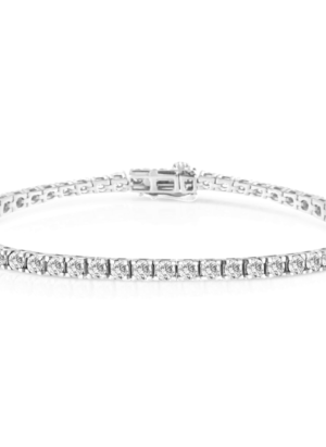 14K White Gold 4-Prong Set Lab Grown Round Diamond Classic Tennis Bracelet (F-G Color, VS1-VS2 Clarity) - 7.25" - Image 3