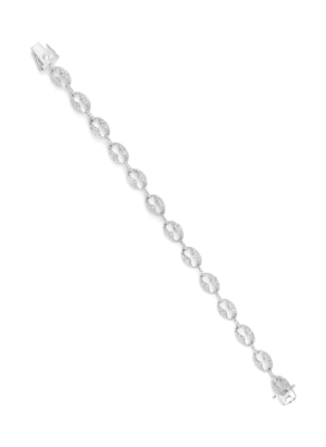 14K White Gold 1 1/2 Cttw Round Diamond Set Link Bracelet (I-J Color, I1-I2 Clarity) - 7" - Image 3