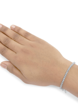 14K White Gold Lab Grown 4.00 Cttw Round Brilliant Cut Diamond Prong Set Classic Tennis Bracelet - 7" (F-G Color, VS2-SI1 Clarity) - Image 4