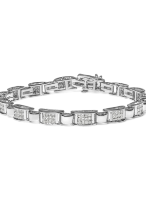 14K White Gold 2.00 Cttw Princess Diamond Invisible Set Link Bracelet (H-I Color, SI2-I1 Clarity) - 7" - Image 1