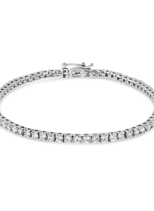 14K White Gold 4-Prong Set Lab Grown Round Diamond Classic Tennis Bracelet (F-G Color, VS1-VS2 Clarity) - 7.25" - Image 1