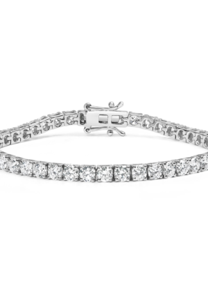 14K White Gold 4-Prong Set Lab Grown Round Diamond Classic Tennis Bracelet (F-G Color, VS1-VS2 Clarity) - 7.25" - Image 10