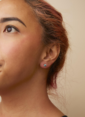 14K Yellow Gold 1.0 Cttw Treated Aqua Blue Diamond Classic Solitaire Stud Earrings (Aqua Blue Color, I2-I3 Clarity) - Image 4