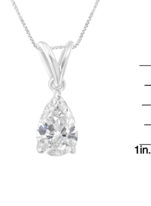 IGI certified 10K White Gold 1/2 cttw Diamond Pear Pendant Necklace (I-J, I1) - Image 4