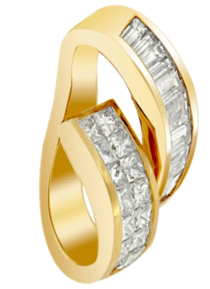 14K Yellow Gold 1 5/8 cttw Princess and Baguette Cut Diamond Fashion Pendant Necklace (G-H, VS2-SI1) - Image 3