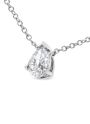 AGS Certified 14K White Gold 1/2 Cttw Diamond Pear 18" Pendant Necklace (H-I Color, VS2-SI1 Clarity) - Image 3