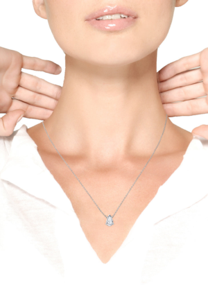 AGS Certified 14K White Gold 1/2 Cttw Diamond Pear 18" Pendant Necklace (H-I Color, VS2-SI1 Clarity) - Image 6