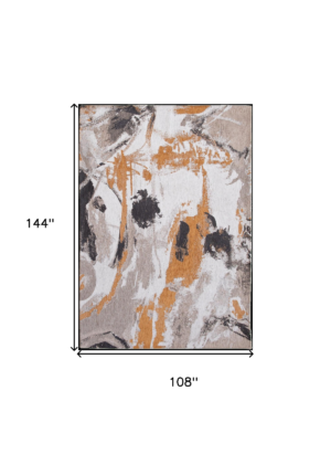 9' X 13' Gray and White Abstract Non Skid Area Rug - Image 3