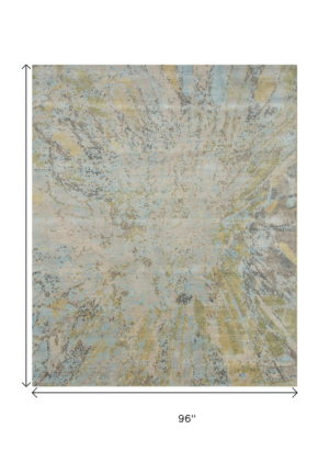 8' X 10' Blue Abstract Hand Knotted Area Rug - Image 3
