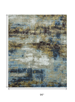 8' X 10' Blue Abstract Hand Knotted Area Rug - Image 3