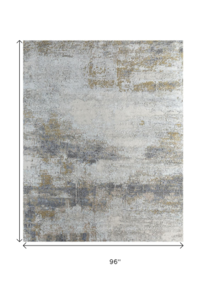 8' X 10' Gold Abstract Hand Knotted Area Rug - Image 3