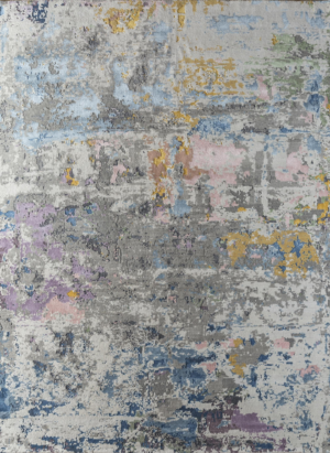 8' X 10' Blue Abstract Hand Knotted Area Rug - Image 4