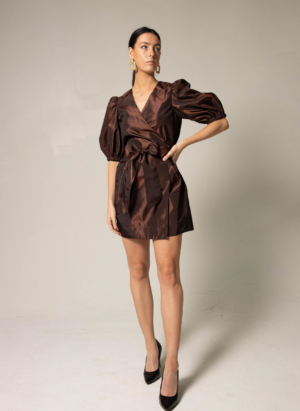 Power Bordeaux Red Wrap Dress - Image 4