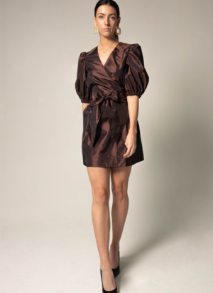 Power Bordeaux Red Wrap Dress - Image 3