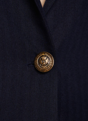 Navy Peak-Lapels Single-Breasted Blazer - Image 5